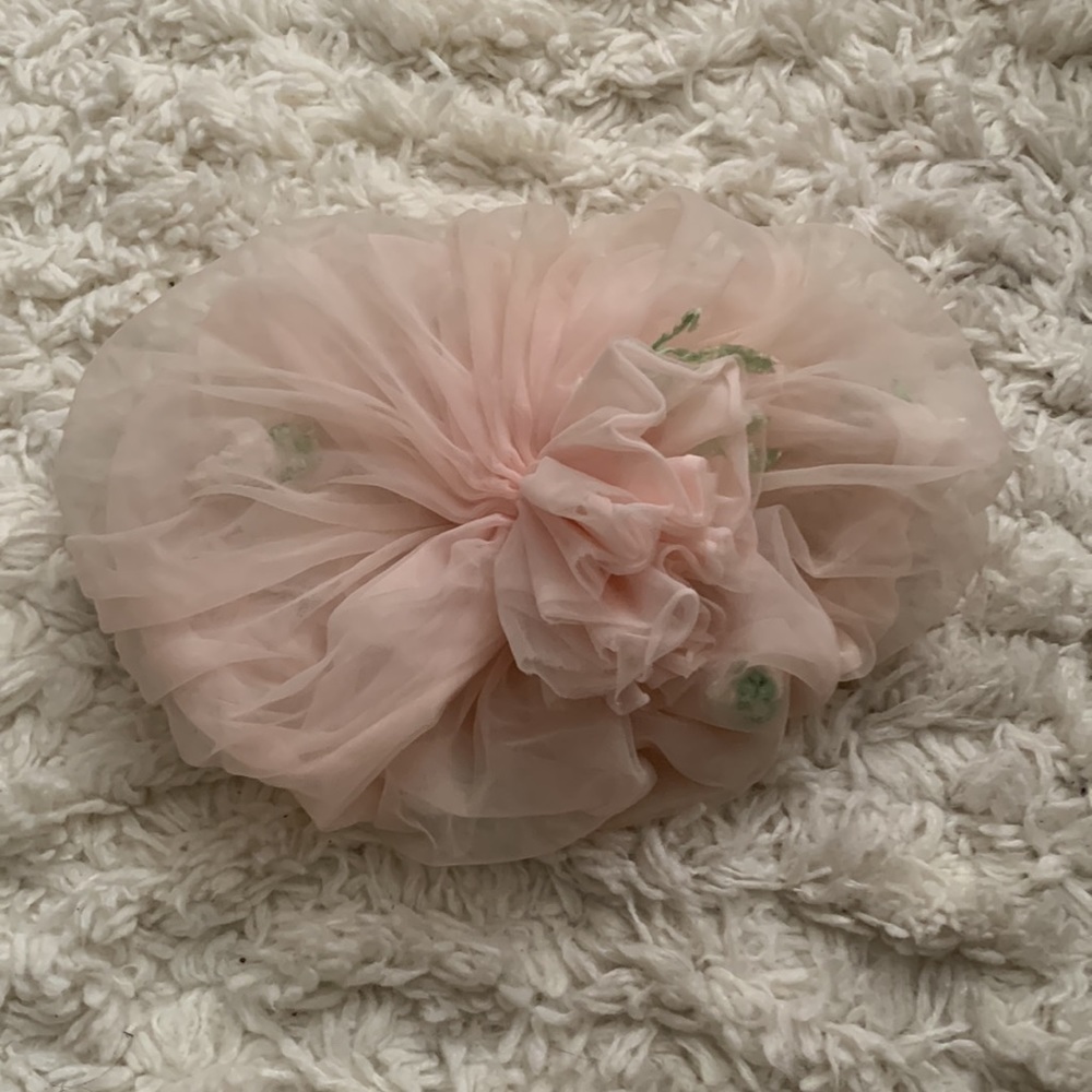 VINTAGE 50s Pink Floral Sleep Cap